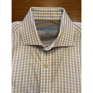 15 32/33 Twillory Performance Fabric Long Sleeve Shirt Tailored Fit Blue Check